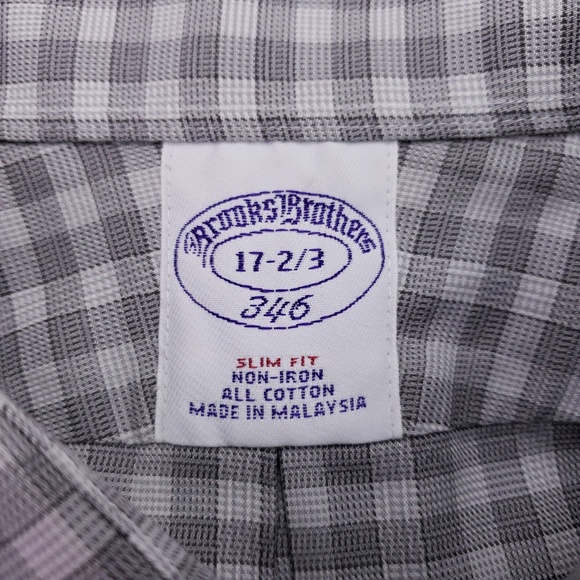 Brooks Brothers Slim Fit Shirt 17 32/33 Gray Check - Picture 4 of 8